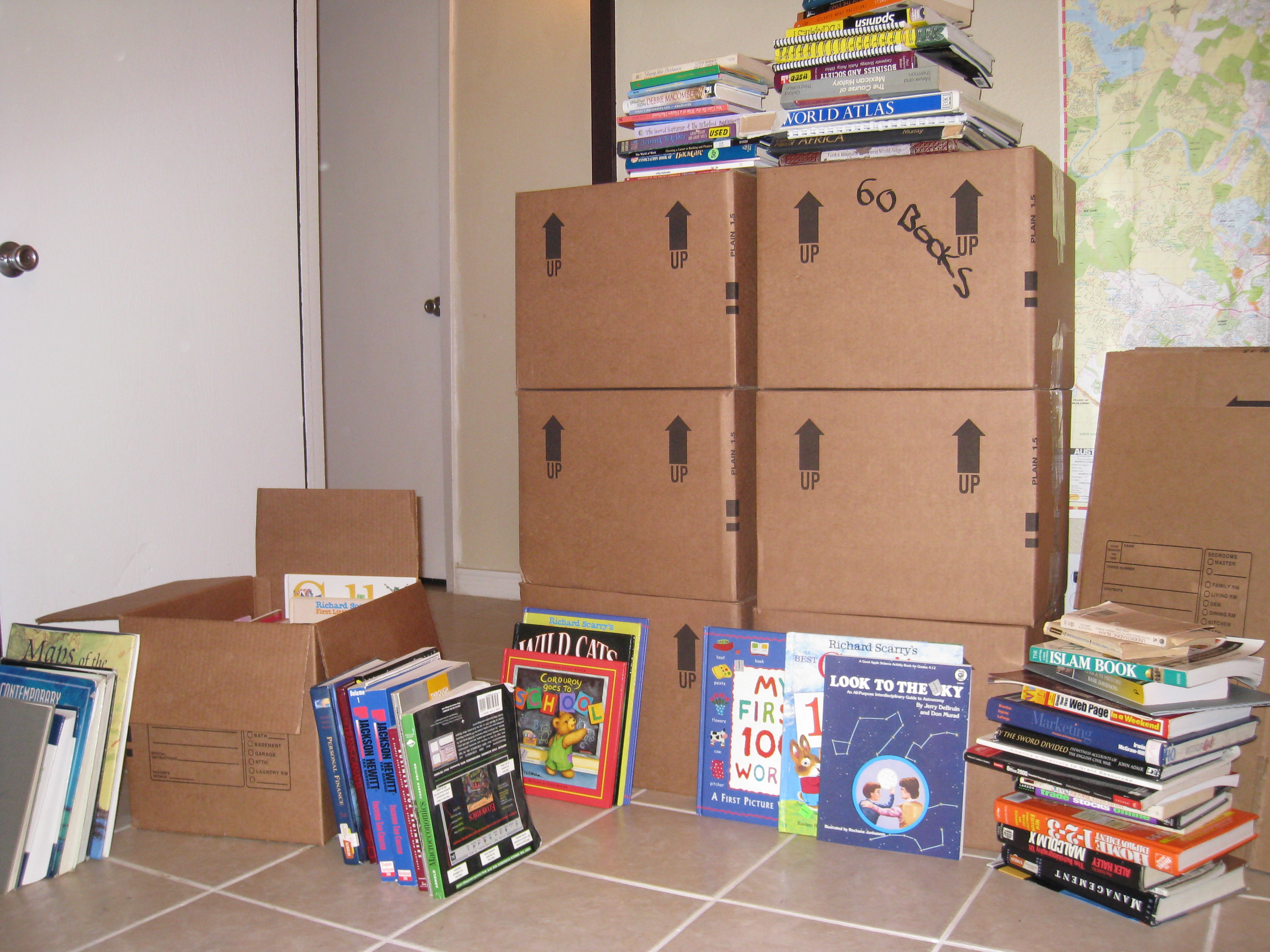 Books being prepared for shipment form AYD's office in Austin, Texas